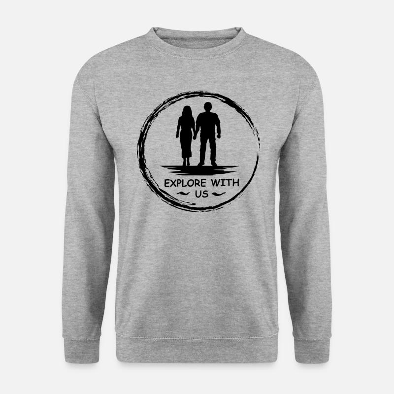 Explore with us - Paar - Unisex Pullover - Weißgrau meliert