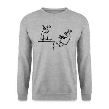 40 years: Farewell age 39 years, Happy 40th birthday - Unisex Sweatshirt - salt & pepper - Front - Alina (178cm) & Michal (187cm)