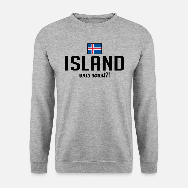 Island was sonst Spruch Skandinavien Urlaub - Unisex Pullover - Weißgrau meliert