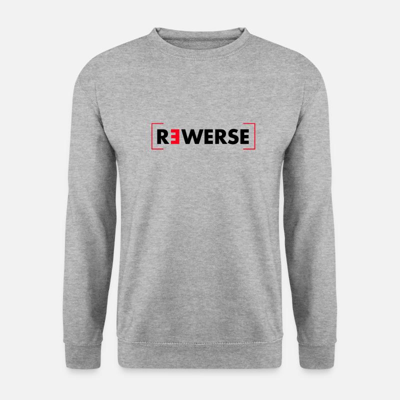 Reverse - Schriftzug - Unisex Pullover - Weißgrau meliert