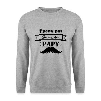 Je peux pas je vais être papy futur grand père - Sweat-shirt Unisexe - gris chiné - Devant - Alina (178cm) & Michal (187cm)