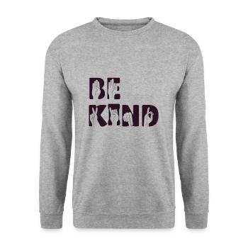 Be kind - Unisex Sweatshirt - salt & pepper - Front - Alina (178cm) & Michal (187cm)