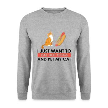 Hot Dog et chats Love Cat Lovers Cadeau - Sweat-shirt Unisexe - gris chiné - Devant - Alina (178cm) & Michal (187cm)