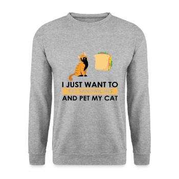 Sandwich et chats Love Cat Lovers Cadeau - Sweat-shirt Unisexe - gris chiné - Devant - Alina (178cm) & Michal (187cm)