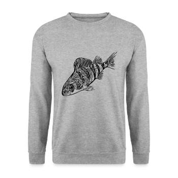 Perch Fish Design for Predatory Fish Anglers - Unisex Sweatshirt - salt & pepper - Front - Alina (178cm) & Michal (187cm)