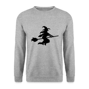 Witch on broom - Halloween - Unisex Sweatshirt - salt & pepper - Front - Alina (178cm) & Michal (187cm)