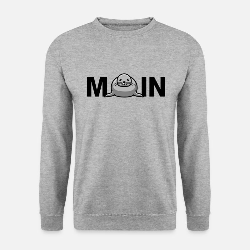 Moin mit Robbe - Unisex Pullover - Weißgrau meliert