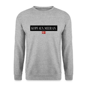 Kopf aus Meer an Spruch Urlaub Dänemark - Unisex Pullover - Weißgrau meliert - Vorne - Alina (178cm) & Michal (187cm)