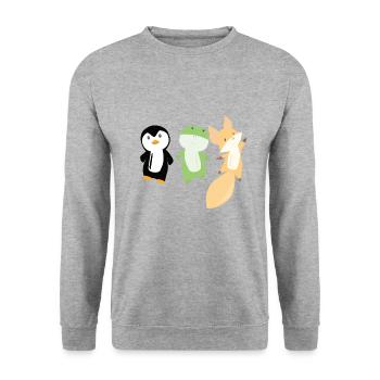 Pinguin Fuchs Frosch lustige Tiere Kids - Unisex Pullover - Weißgrau meliert - Vorne - Alina (178cm) & Michal (187cm)