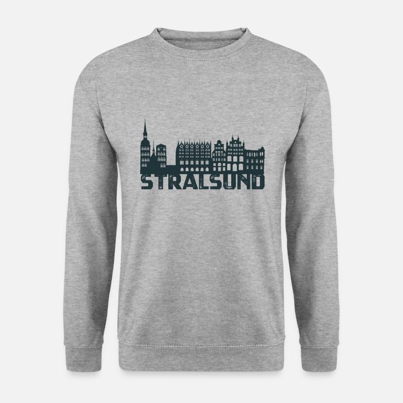 Hansestadt Stralsund Silhouette Skyline Stralsund - Unisex Pullover - Weißgrau meliert