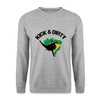 Ginga Capoeira für brasilianische Kampfsportarten - Unisex Pullover - Weißgrau meliert - Vorne - Alina (178cm) & Michal (187cm)