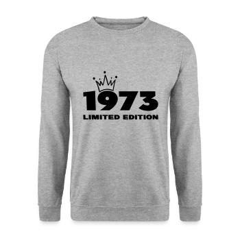 1973 Krone - Unisex Pullover - Weißgrau meliert - Vorne - Alina (178cm) & Michal (187cm)