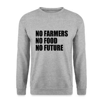 no farmers no food no future - Sweat-shirt Unisexe - gris chiné - Devant - Alina (178cm) & Michal (187cm)