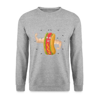 Bodybuilding Hot Dog Fitness Gym Hotdog - Unisex Sweatshirt - salt & pepper - Front - Alina (178cm) & Michal (187cm)