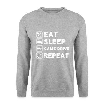 Safari Familienurlaub Design für Afrika Savanne - Unisex Pullover - Weißgrau meliert - Vorne - Alina (178cm) & Michal (187cm)