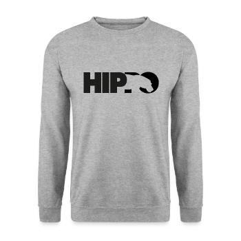 HIppo Nilpferd Silhouette - Unisex Pullover - Weißgrau meliert - Vorne - Alina (178cm) & Michal (187cm)