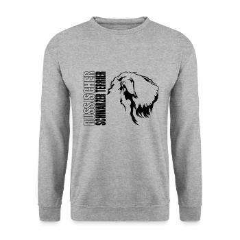 RUSSISCHER SCHWARZER TERRIER Profil Hunde Wilsigns - Unisex Pullover - Weißgrau meliert - Vorne - Alina (178cm) & Michal (187cm)