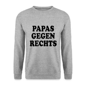 Papas gegen rechts - Unisex Pullover - Weißgrau meliert - Vorne - Alina (178cm) & Michal (187cm)