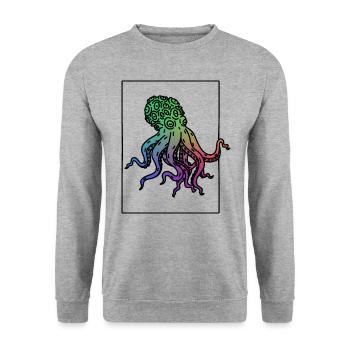 Krake - Unisex Pullover - Weißgrau meliert - Vorne - Alina (178cm) & Michal (187cm)