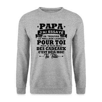 Papa j'ai essayé de trouver le meilleur des cadeau - Sweat-shirt Unisexe - gris chiné - Devant - Alina (178cm) & Michal (187cm)