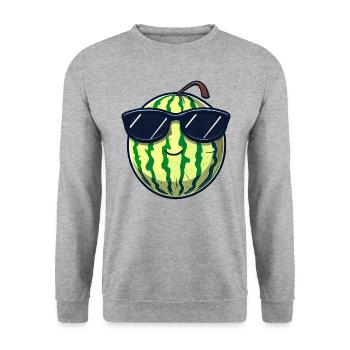 Cool watermelon with sunglasses, summery - Unisex Sweatshirt - salt & pepper - Front - Alina (178cm) & Michal (187cm)