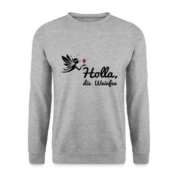 Weinfee - Unisex Pullover - Weißgrau meliert - Vorne - Alina (178cm) & Michal (187cm)