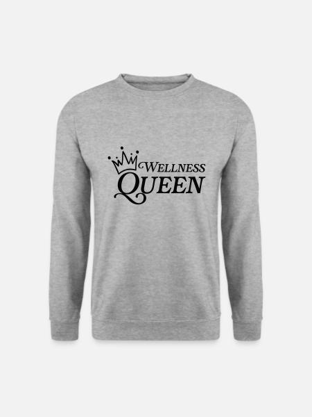 Wellness Queen - Unisex Pullover - Weißgrau meliert