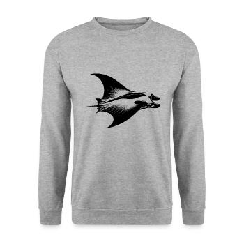 Élégante raie manta en vol sous-marin - Sweat-shirt Unisexe - gris chiné - Devant - Alina (178cm) & Michal (187cm)