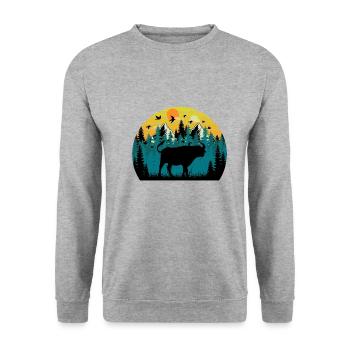 Sunset bison - Unisex Sweatshirt - salt & pepper - Front - Alina (178cm) & Michal (187cm)