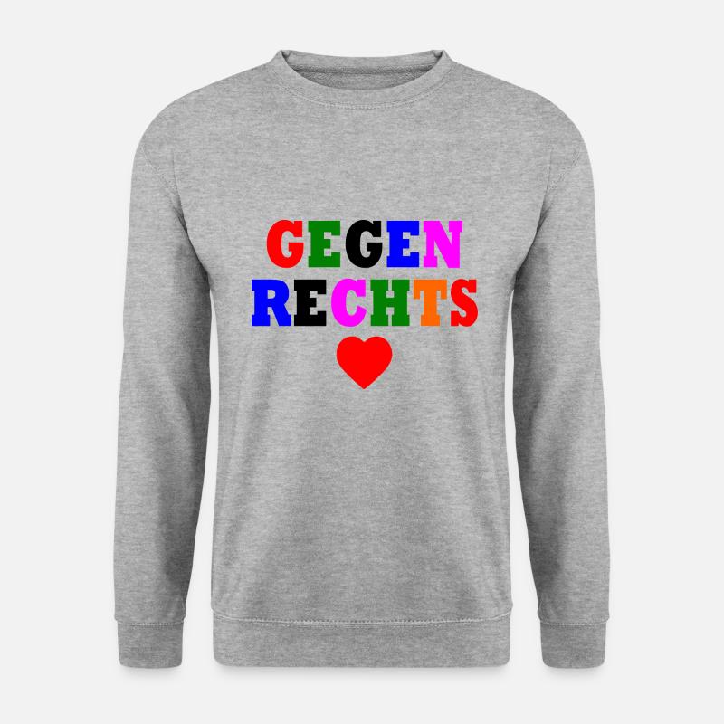 Gegen rechts - Unisex Pullover - Weißgrau meliert