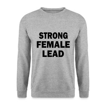 Strong female lead - Unisex Pullover - Weißgrau meliert - Vorne - Alina (178cm) & Michal (187cm)