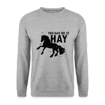 Conception Clydesdale pour clydesdale Riders - Sweat-shirt Unisexe - gris chiné - Devant - Alina (178cm) & Michal (187cm)