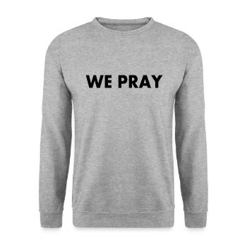 We pray - Unisex Pullover - Weißgrau meliert - Vorne - Alina (178cm) & Michal (187cm)