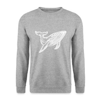 Wal Vintage Meerestier No Plastic in living space - Unisex Pullover - Weißgrau meliert - Vorne - Alina (178cm) & Michal (187cm)