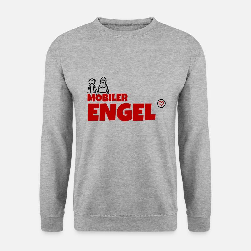 Mobiler Engel - Unisex Pullover - Weißgrau meliert