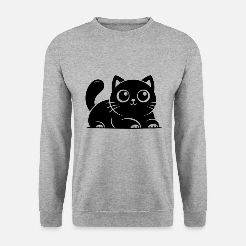 Süsse Glückskatze Katzen Zeichnung - Unisex Pullover - Weißgrau meliert