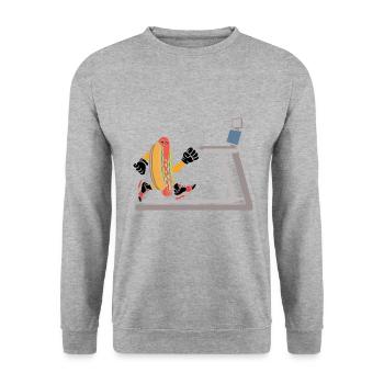 Hot Dog Cardio Bodybuilding Runner Tapis roulant - Sweat-shirt Unisexe - gris chiné - Devant - Alina (178cm) & Michal (187cm)