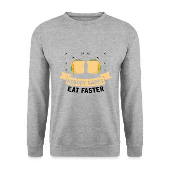 Schnell Essen Sandwich Essen FastFood - Unisex Pullover - Weißgrau meliert - Vorne - Alina (178cm) & Michal (187cm)