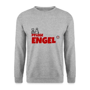 Pflege Engel - Unisex Pullover - Weißgrau meliert - Vorne - Alina (178cm) & Michal (187cm)