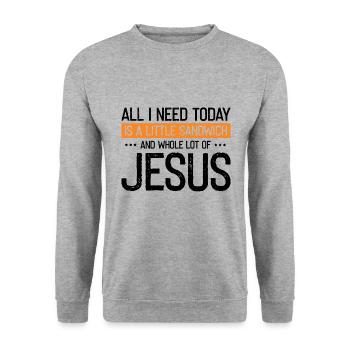 Jesus and Sandwich God Christ Christian - Unisex Sweatshirt - salt & pepper - Front - Alina (178cm) & Michal (187cm)