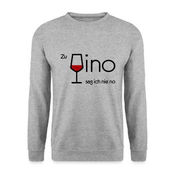 Zu Vino sag ich nie no - Unisex Pullover - Weißgrau meliert - Vorne - Alina (178cm) & Michal (187cm)