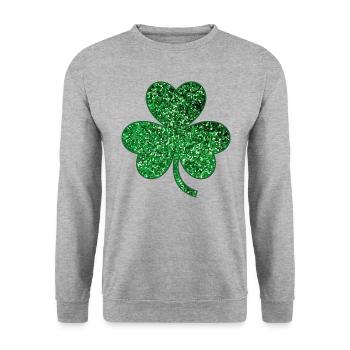 Jour de la Saint-Patrick, Irlande, Irlande, trèfle, paillettes - Sweat-shirt Unisexe - gris chiné - Devant - Alina (178cm) & Michal (187cm)
