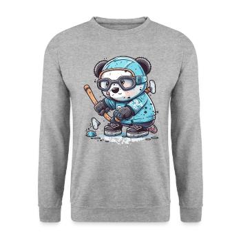 Panda Puckster - Unisex Sweatshirt - salt & pepper - Front - Alina (178cm) & Michal (187cm)