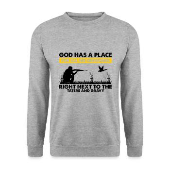 Funny Duck Hunting Design Hunter Hunting Duck Design - Unisex Sweatshirt - salt & pepper - Front - Alina (178cm) & Michal (187cm)