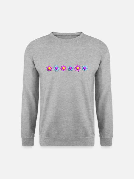Blumen Blüten in Reihe 3D - Unisex Pullover - Weißgrau meliert