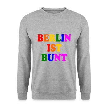 Berlin ist bunt - Unisex Pullover - Weißgrau meliert - Vorne - Alina (178cm) & Michal (187cm)