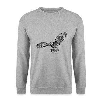 Hibou vintage élégant pendant le vol de chasse - Sweat-shirt Unisexe - gris chiné - Devant - Alina (178cm) & Michal (187cm)