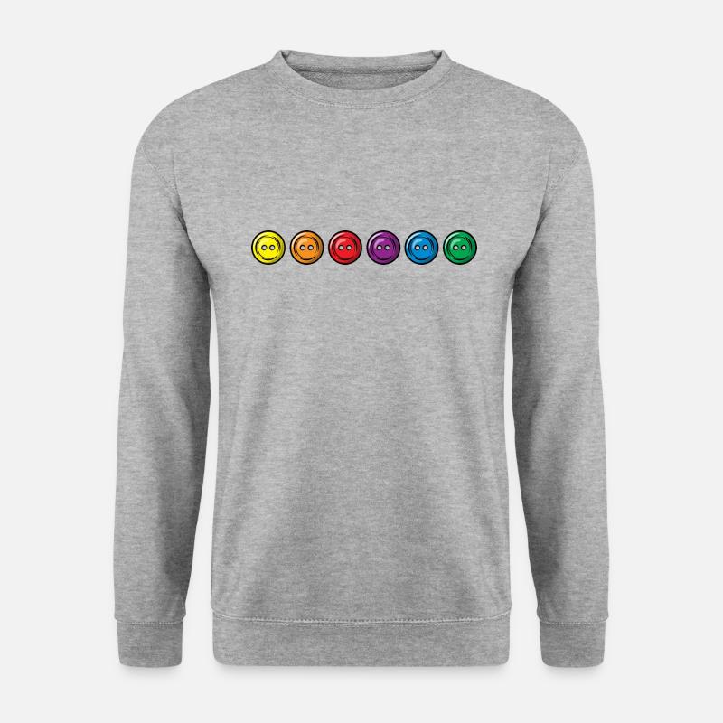 Bunte Knöpfe - nebeneinander - Unisex Pullover - Weißgrau meliert