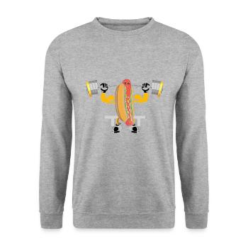 Hot Dog Bodybuilding Fitness Gym Gift - Unisex Sweatshirt - salt & pepper - Front - Alina (178cm) & Michal (187cm)