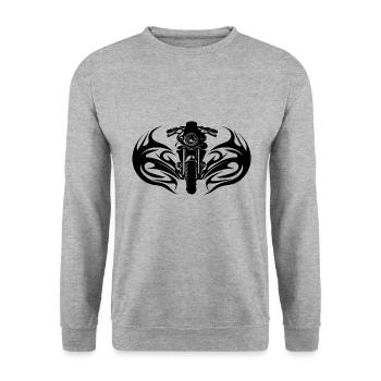 Motorrad Rennsport Tattoo Splash Style - Unisex Pullover - Weißgrau meliert - Vorne - Alina (178cm) & Michal (187cm)